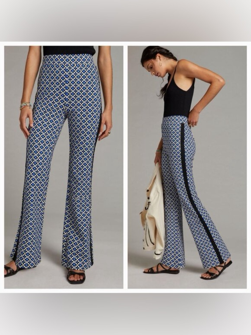 Anthropologie Maeve
Pull-On Bootcut Pants in Blue Motif HighRise
Side Stripe XXS